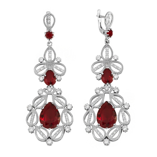 

Серьги подвески из серебра ЯХОНТ Золотой 234971, рубин/фианит, 234971