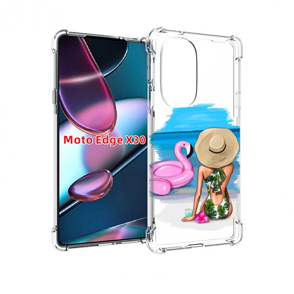 

Чехол MyPads Девушка-и-фламинго женский для Motorola Moto Edge X30, Прозрачный, Tocco
