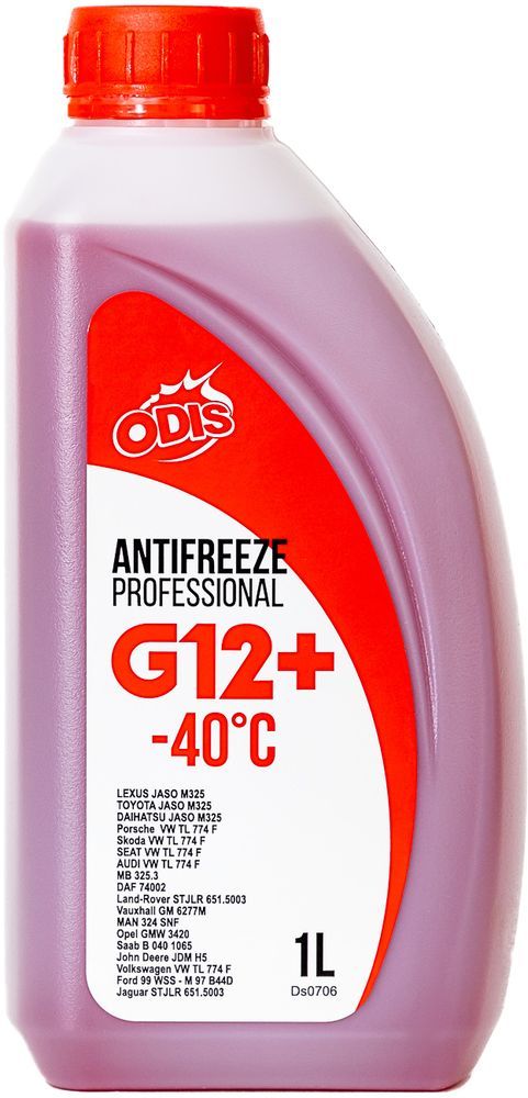 Антифриз ODIS G12+ Antifreeze Professional Red -40C 1л (1,073кг)