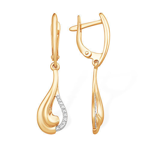 

Серьги подвески из красного золота ЯХОНТ Золотой 235444, фианит, 235444