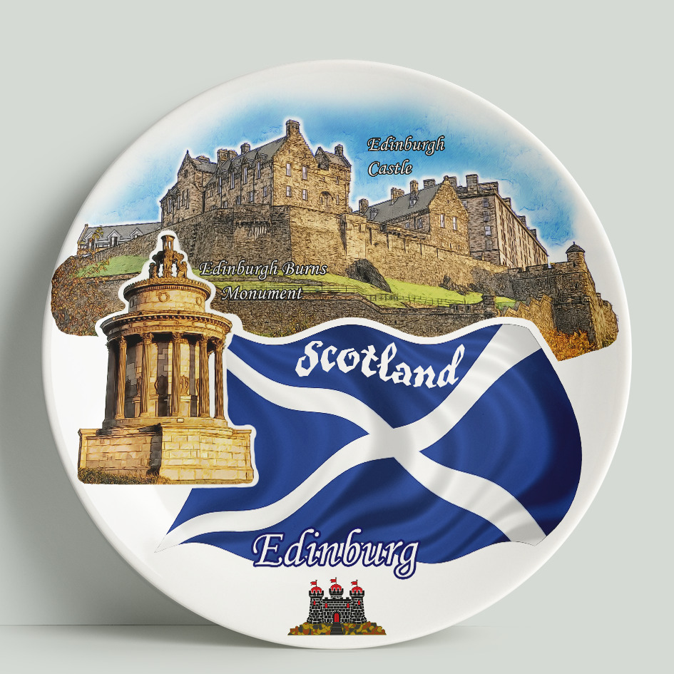 Декоративная тарелка WortekDesign Шотландия-Эдинбург , 20 см