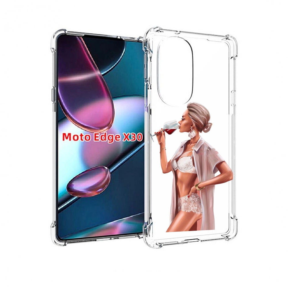 

Чехол MyPads Девушка-с-вином женский для Motorola Moto Edge X30, Прозрачный, Tocco