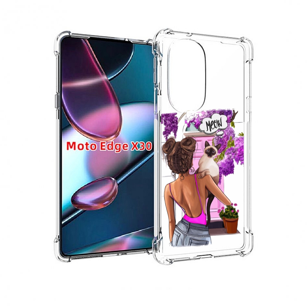 

Чехол MyPads Девушка-с-котиком женский для Motorola Moto Edge X30, Прозрачный, Tocco