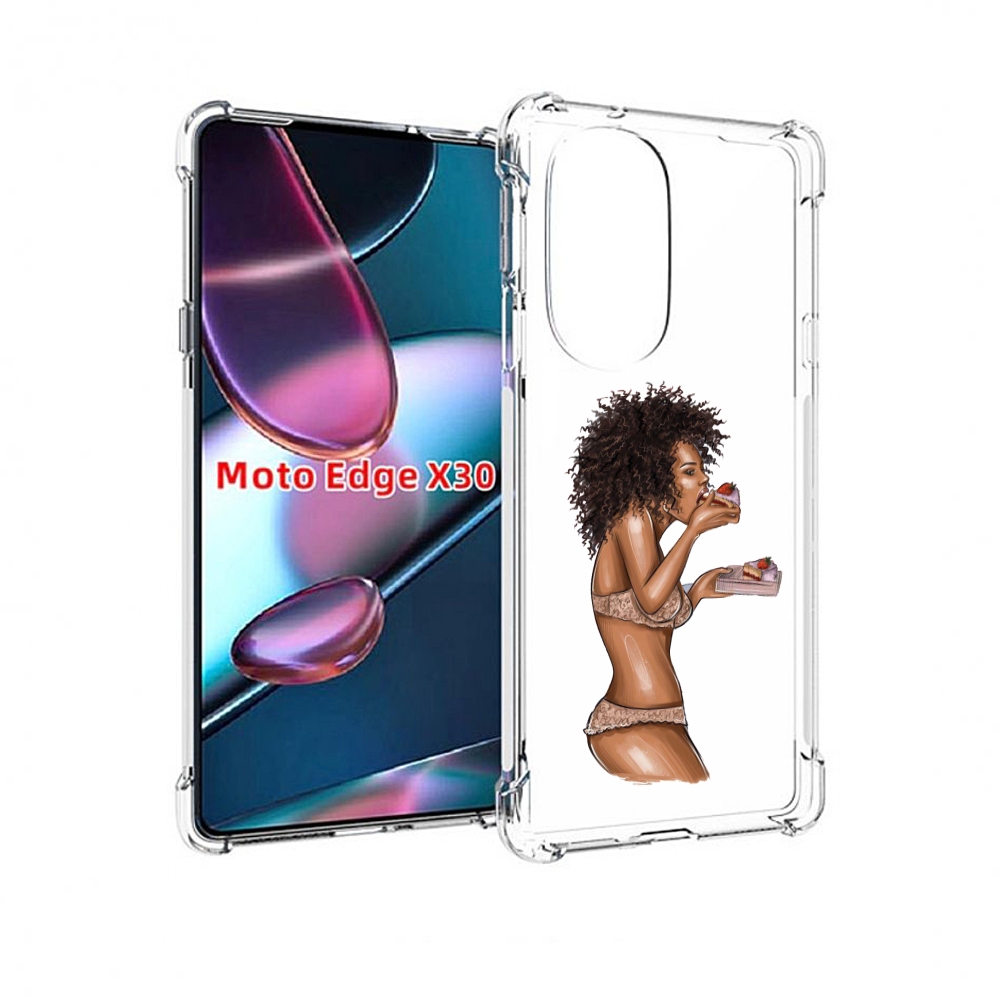 

Чехол MyPads Девушка-с-пирожными женский для Motorola Moto Edge X30, Прозрачный, Tocco