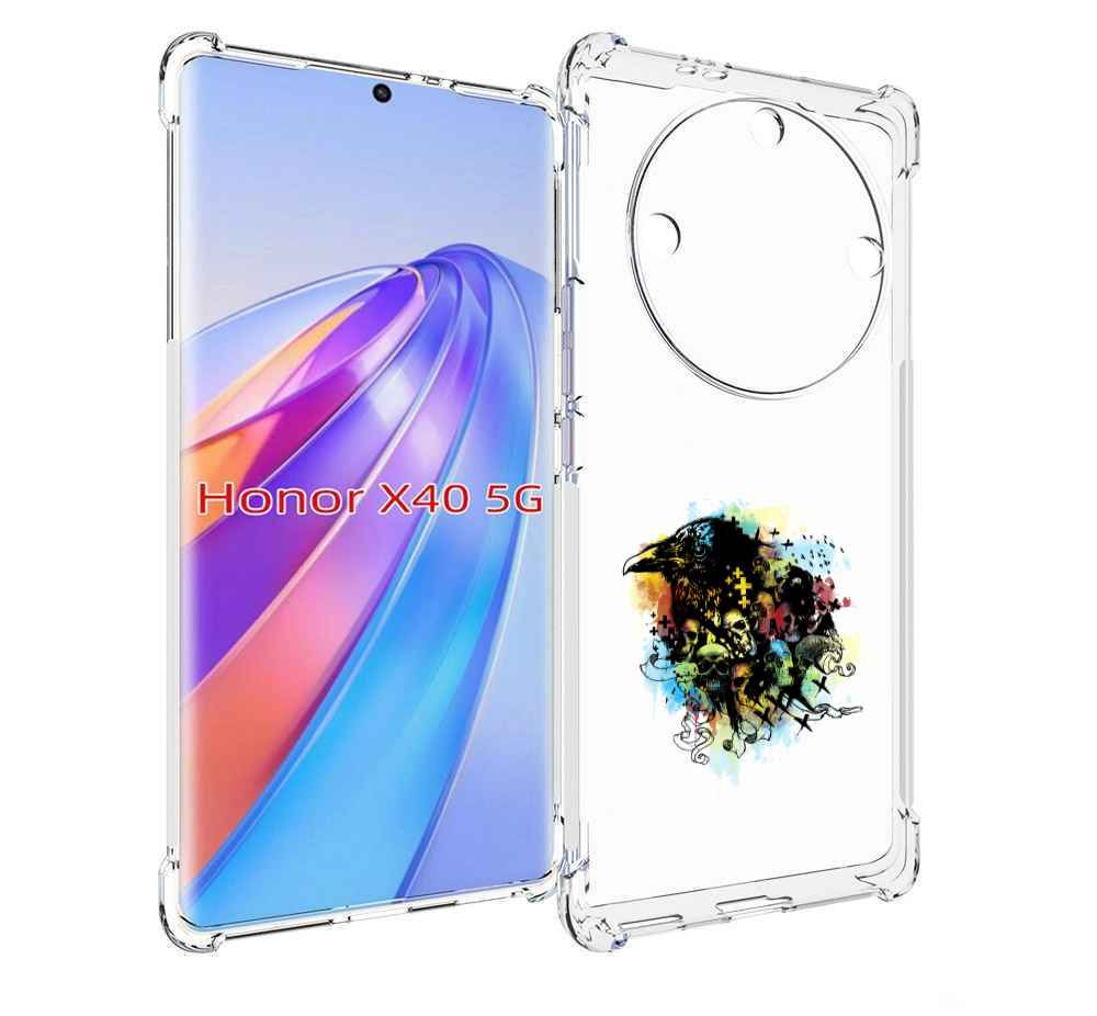 

Чехол MyPads ворон и черепа для Honor X40, Прозрачный, Tocco