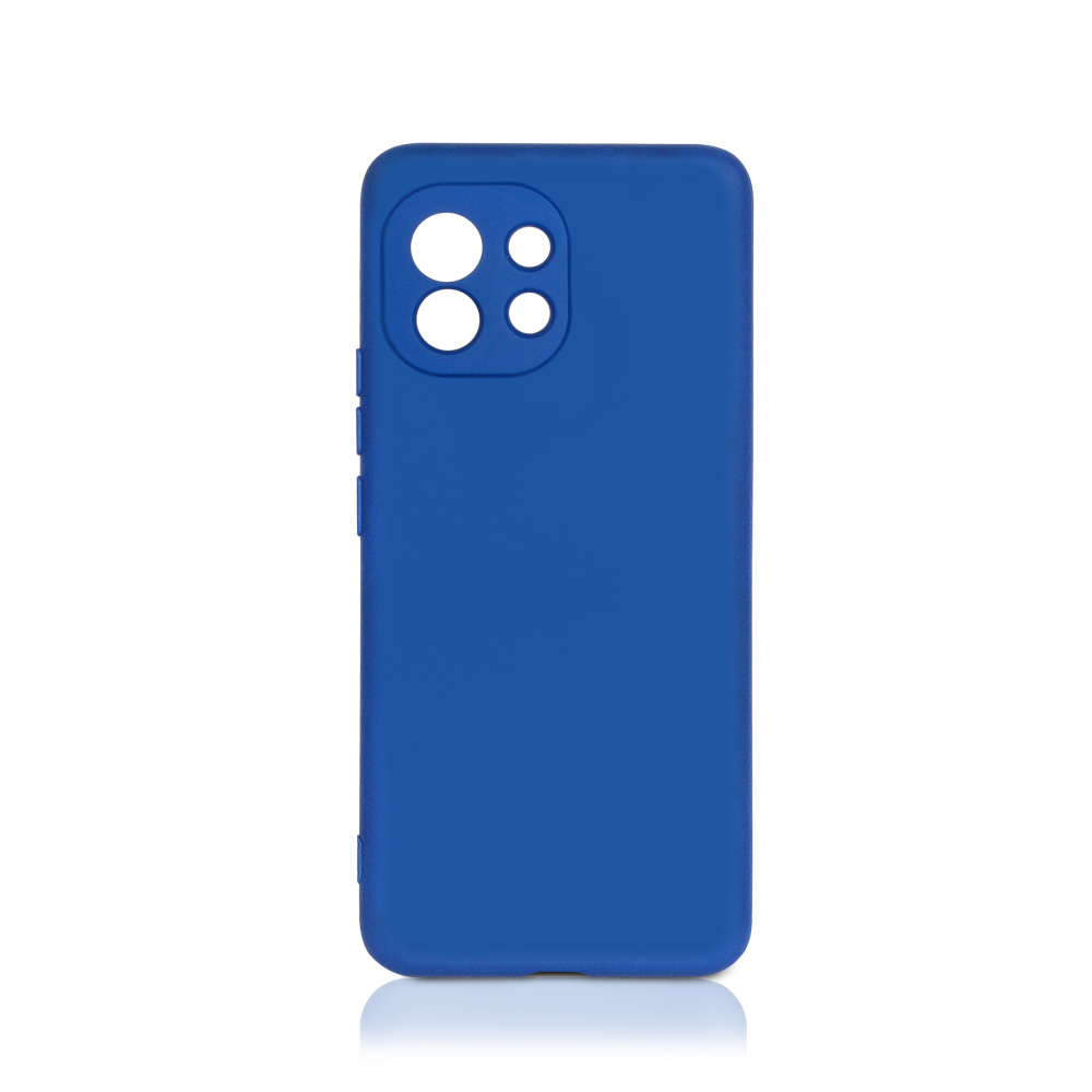 Чехол DF для Xiaomi Mi 11, синий силикон с микрофиброй