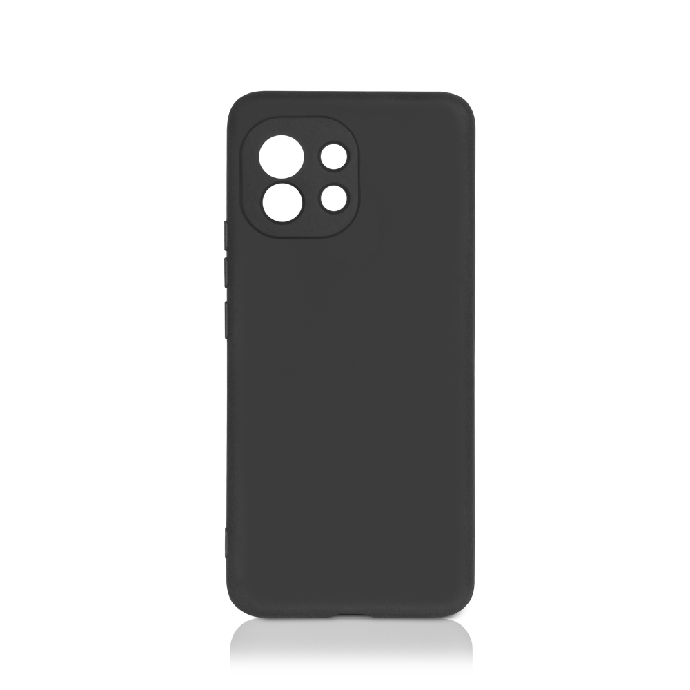 Чехол DF для Xiaomi Mi 11, черный силикон с микрофиброй