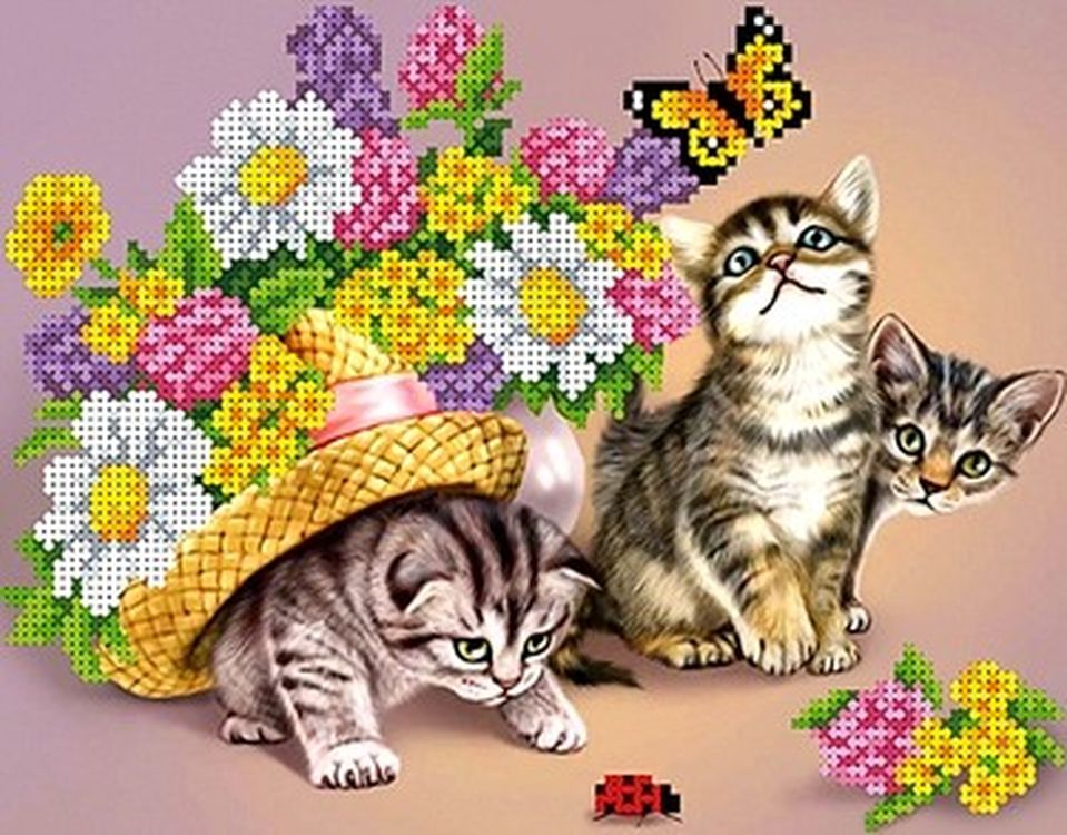 

Рисунок на ткани «Котики»