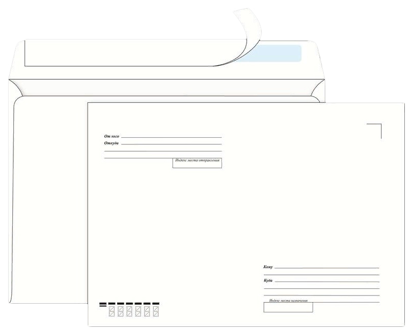 фото Конверт с4 ecopost стрип куда-кому, 1+0, 250 шт/уп. 3590