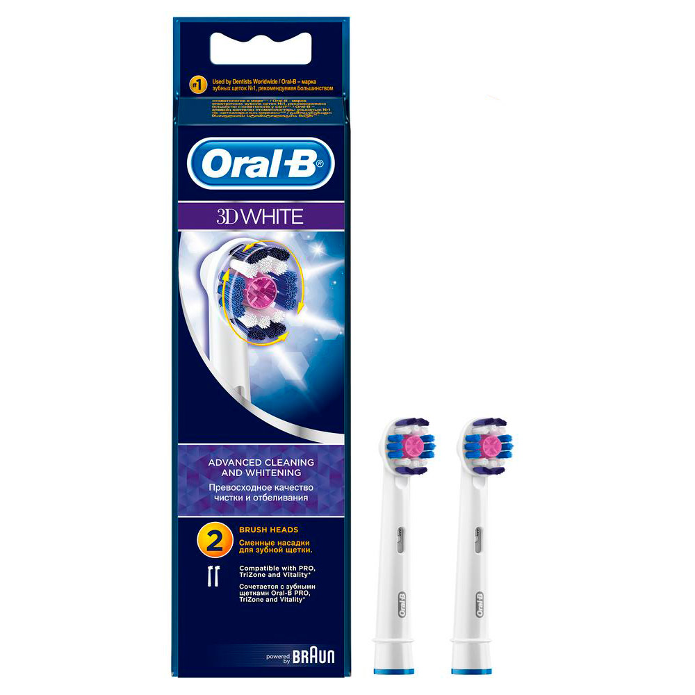 фото Насадка для электрической зубной щетки oral-b eb18prb-2 3d white