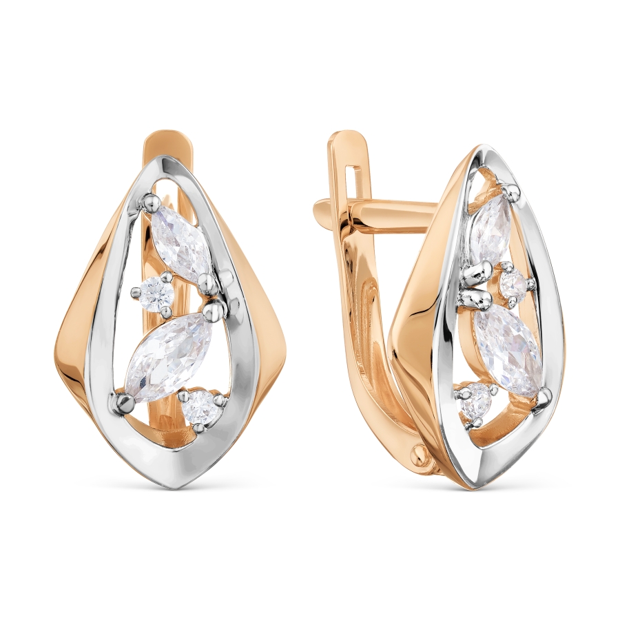 

Серьги из комбинированного золота с фианитом Yahont 236318, 236318