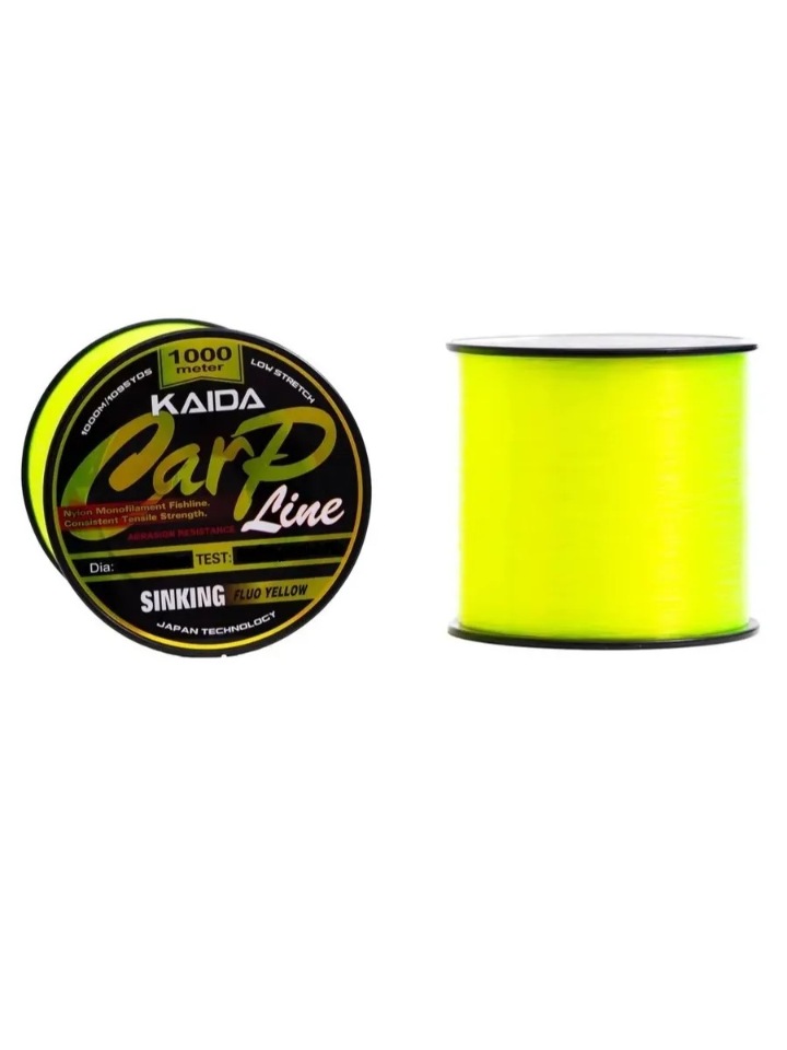 Леска монофильная Kaida Carp Line Sinking 0,23 мм, 1 000 м, 4,6 кг, yellow