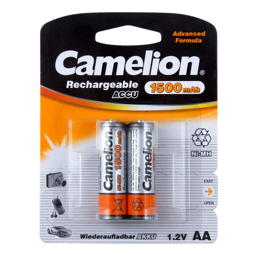 Батарейка AA HR6 1.2V аккумулятор Ni-MH 1500mAh блистер (2шт.) CAMELION C-150AAKCбл аккумулятор camelion