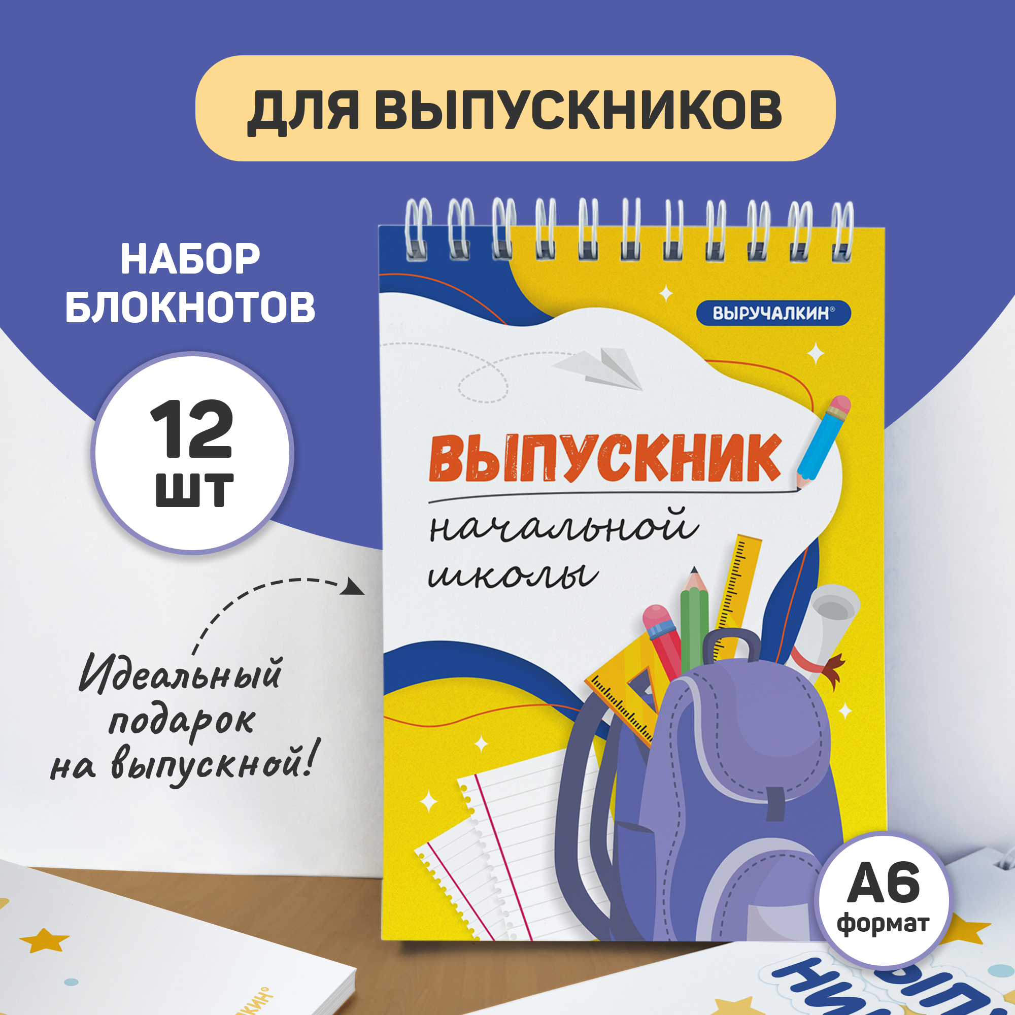 Набор блокнотов Выручалкин, Выпускник начальной школы, А6, 12 штук