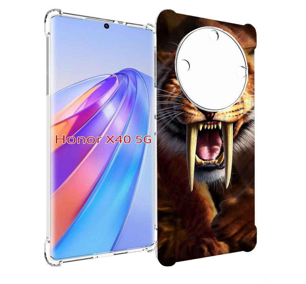 

Чехол MyPads саблезубый злой тигр для Honor X40, Прозрачный, Tocco
