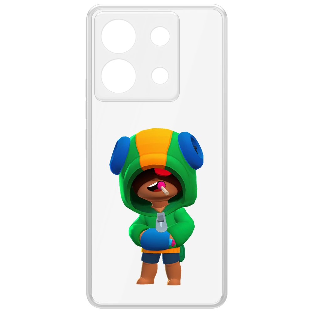 

Чехол-накладка Krutoff Clear Case Brawl Stars-Леон для Xiaomi Poco X6, Прозрачный
