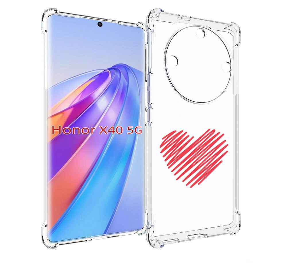

Чехол MyPads сердечко-одной-линией для Honor X40, Прозрачный, Tocco