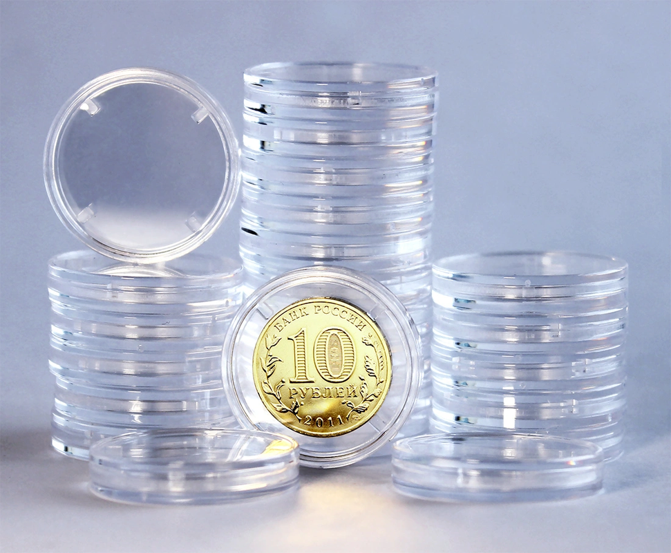 

Капсулы для монет номиналом 10 рублей - 22 мм - 100 шт. ИменнаяМонета.РФ
