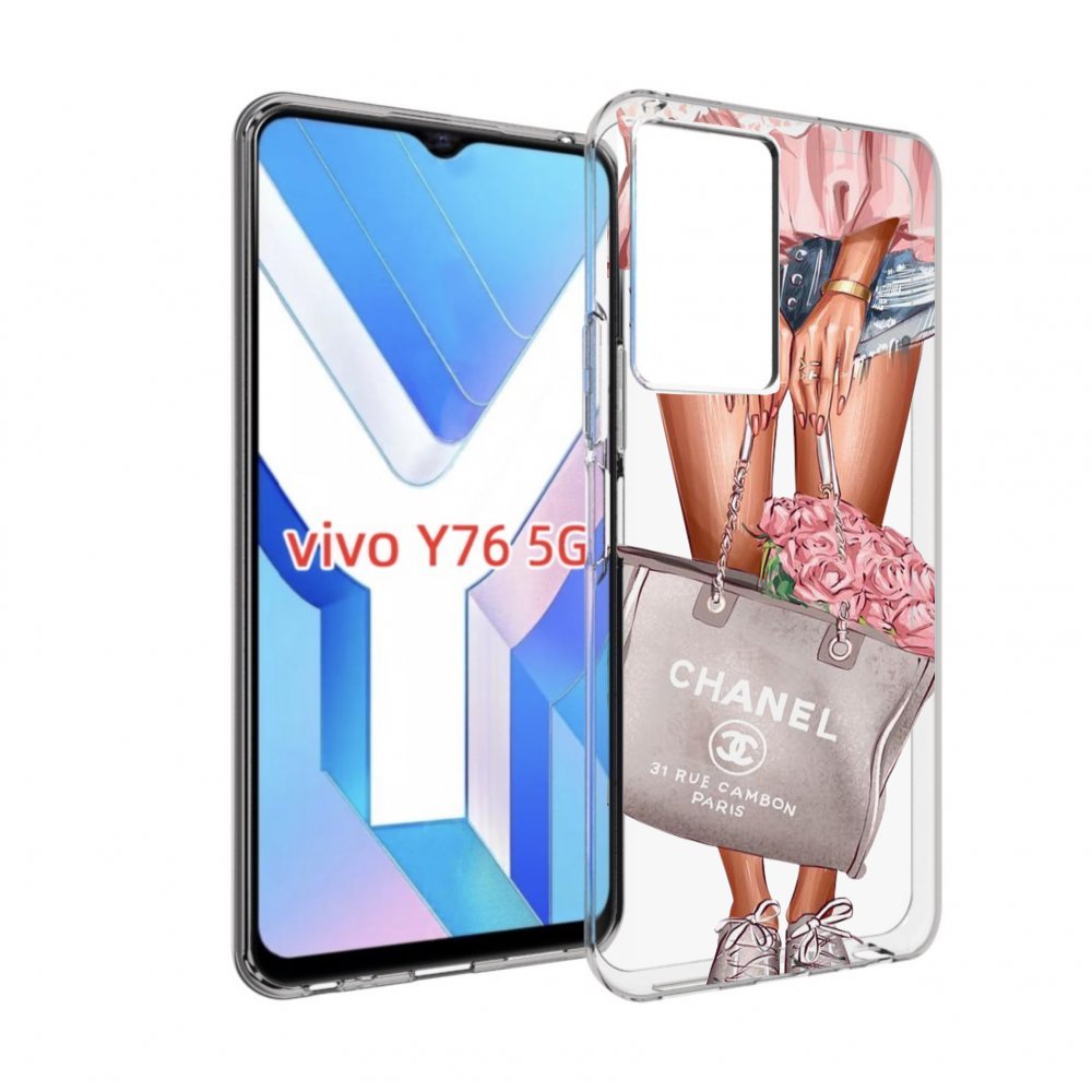 Чехол MyPads Сумка-с-цветами женский для Vivo Y76 5G