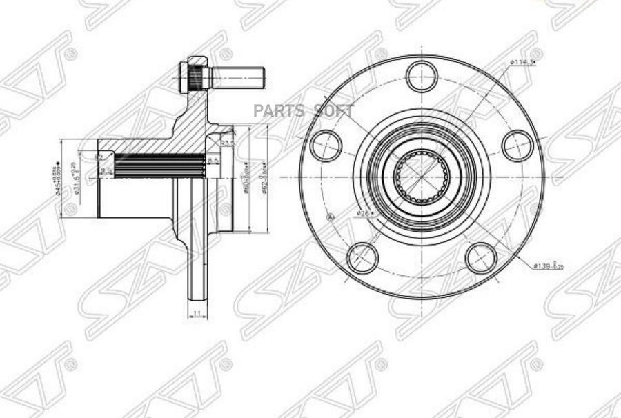 

SAT Ступица перед TOYOTA CAMRY/HARRIER/HIGHLANDER/KLUFER 01-