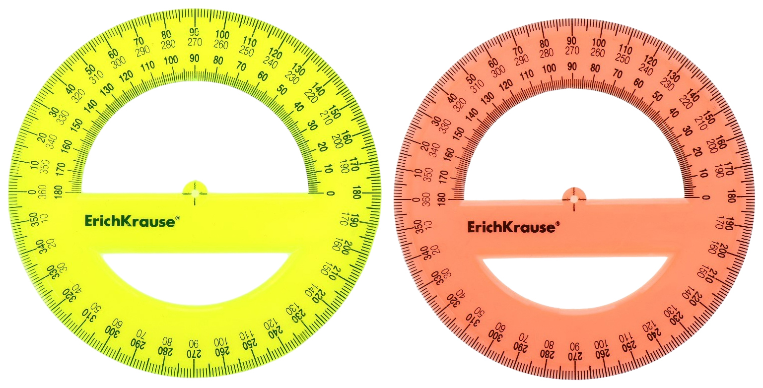 

Транспортир пластиковый ErichKrause Neon, 360/12см, ассорти из 2 цветов, Оранжевый;желтый