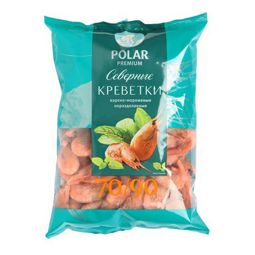 Креветки северные Polar Premium неразделанные варено-мороженые 70/90 1 кг