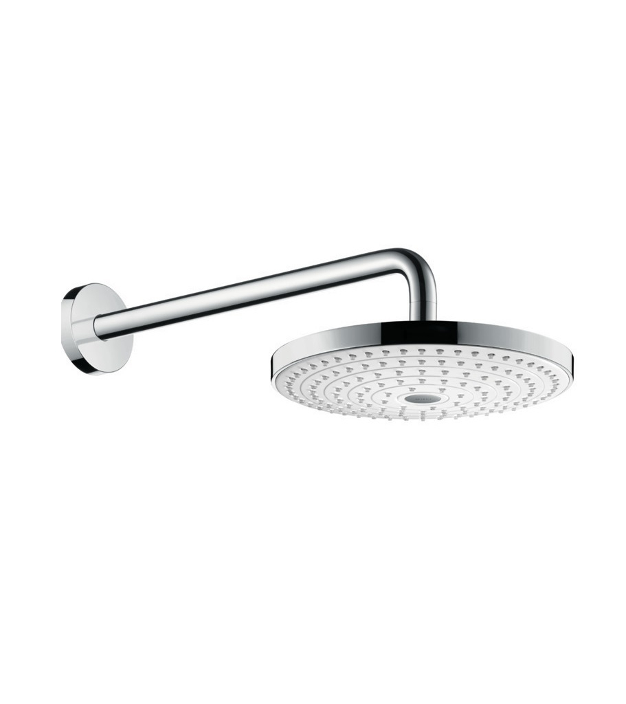 фото Верхний душ 24х24 см, hansgrohe с держателем raindance select es 26470400, хром/белый