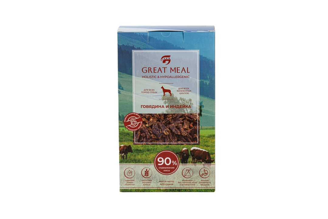 

Сухой корм Great Meal с говядиной и индейкой для собак 400 г