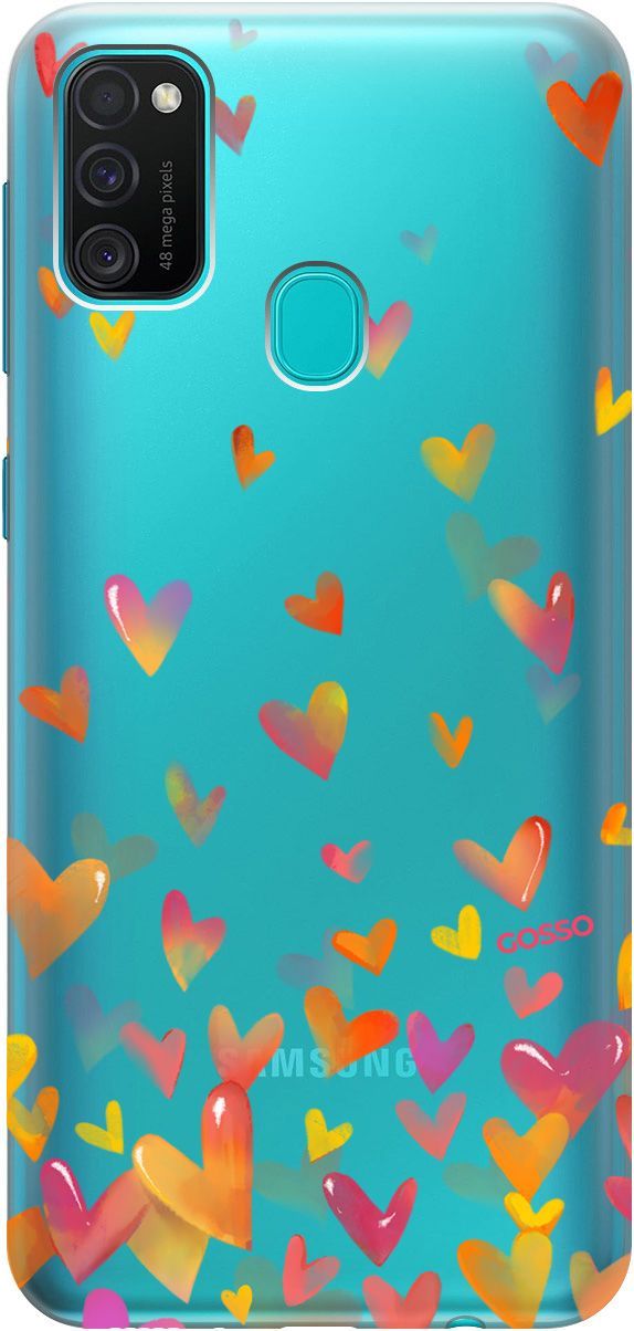 

Чехол на Samsung Galaxy M21/M30s с принтом "Flying Hearts" прозрачный, Прозрачный;желтый, 195