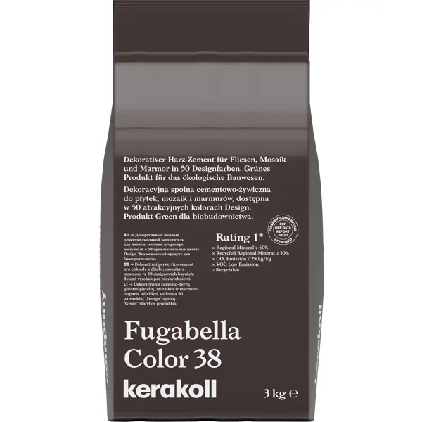 фото Затирка гибридная kerakoll fugabella color, цвет 38 (мокко) 3 кг