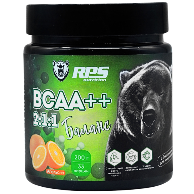 Аминокислоты RPS Nutrition BCAA 2:1:1 - 200 г, апельсин