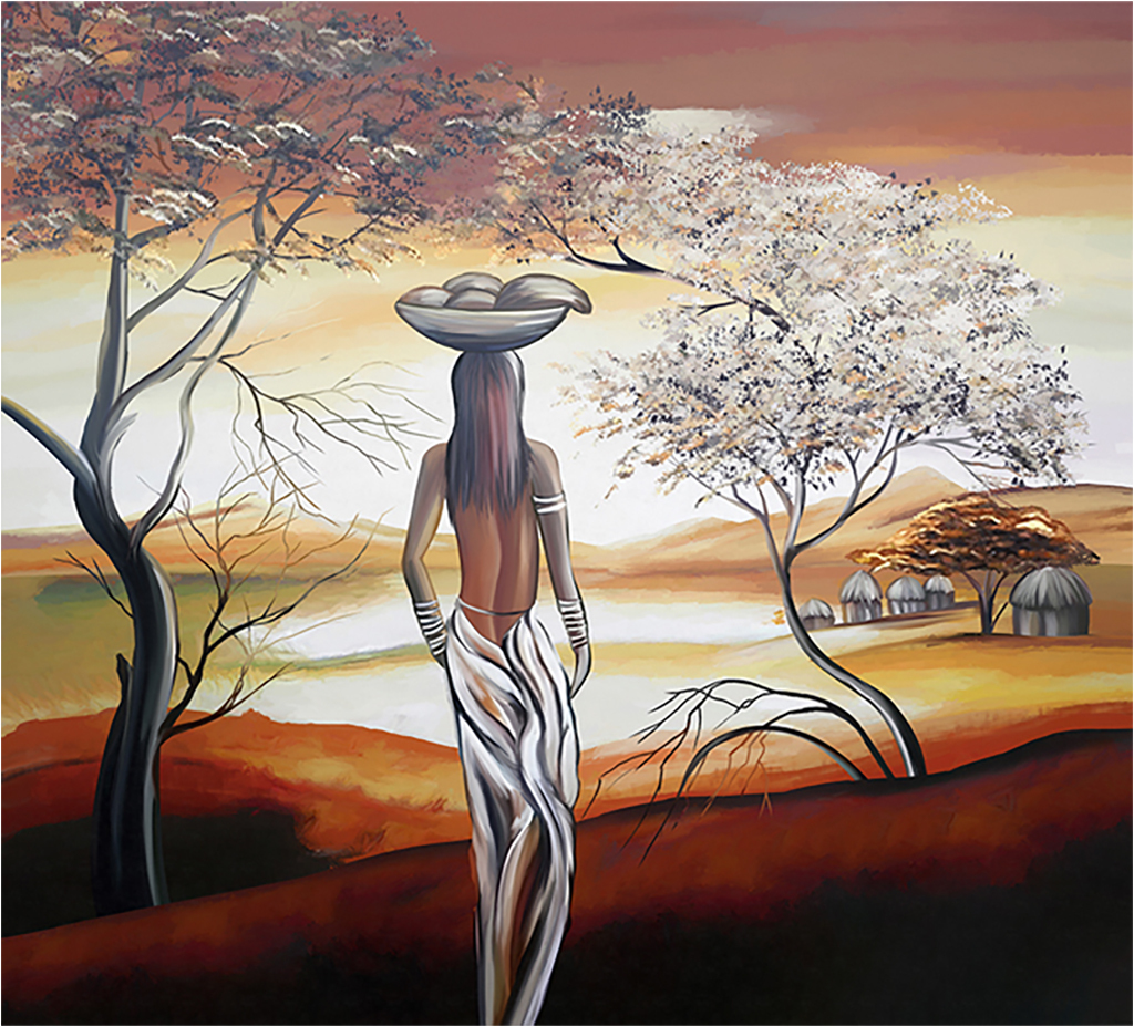 

Картина на холсте с подрамником ХитАрт Один день из жизни Африканской деревни 40x36 см, 5340