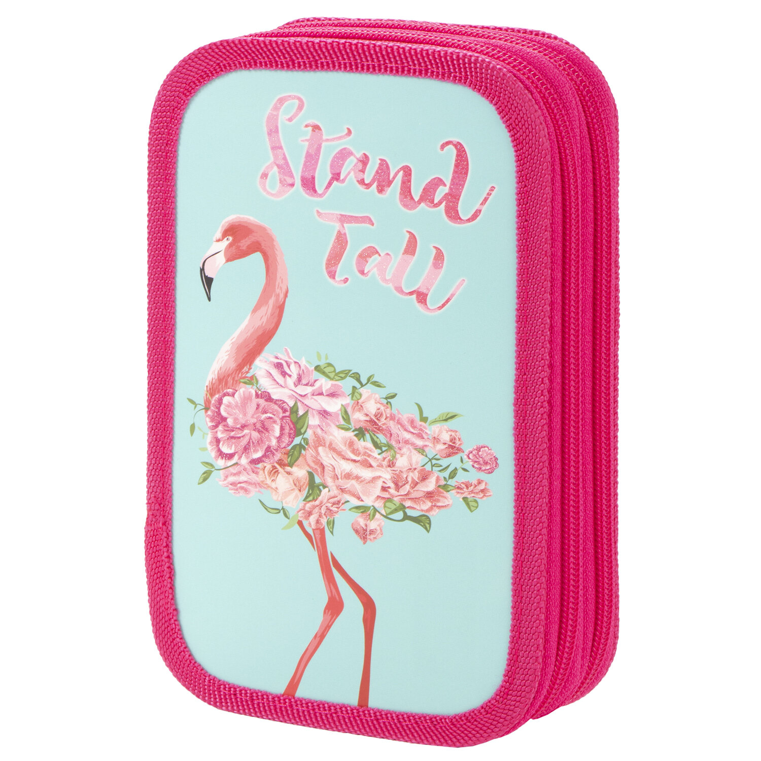 

Юнландия 2 отделения, ламинированный картон, блестки, 19*11 см, Flamingo, на молнии