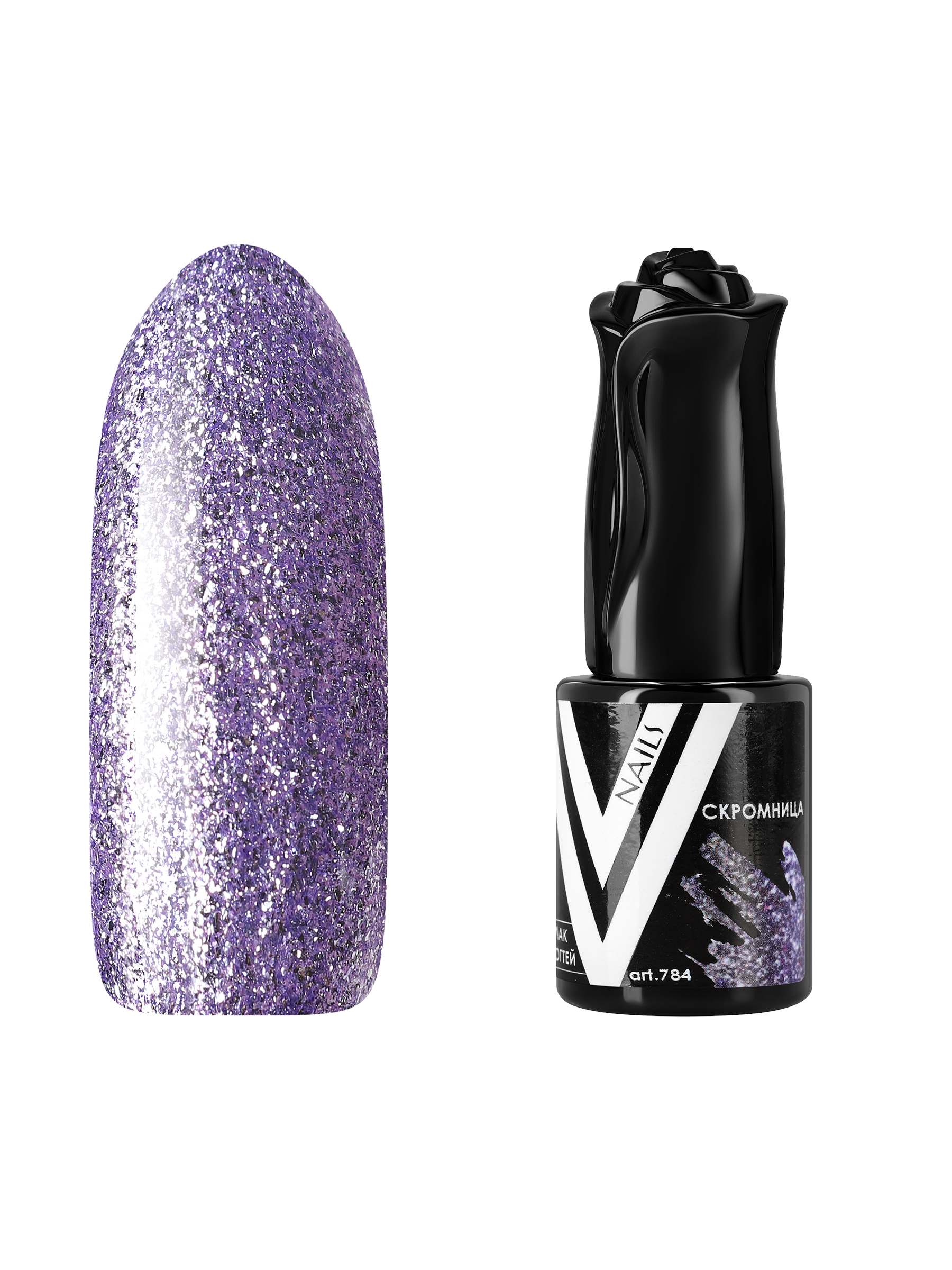 

Гель-лак для ногтей с блестками Vogue Nails плотный с фольгой и поталью, сиреневый, 10 мл