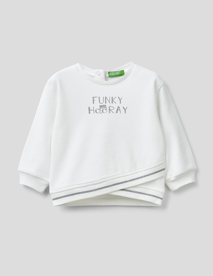 

Свитшот для девочек Benetton цв. белый р.98, 21A_3JR4C15DF