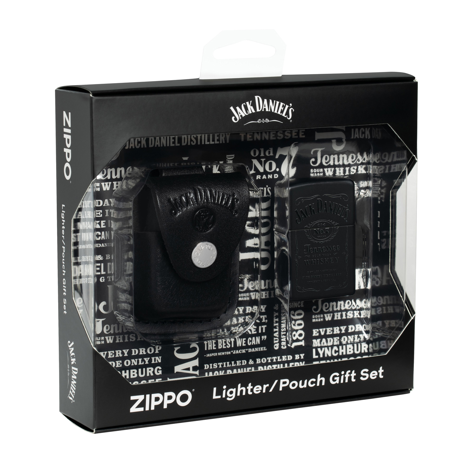 

Подарочный набор Zippo Jack Daniels зажигалка бензиновая и кожаный чехол, Черный