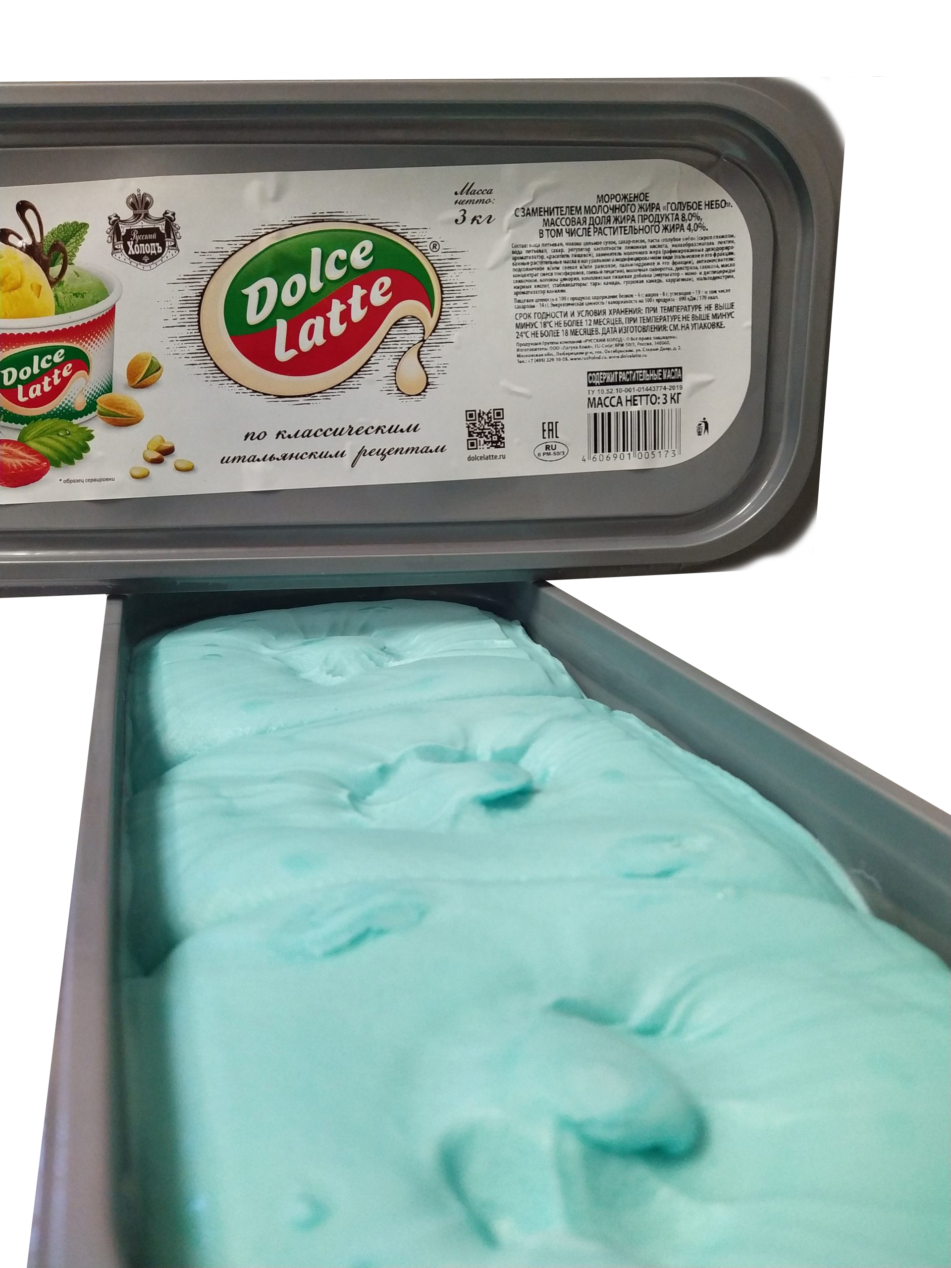 

Мороженое пломбир Русский Холодъ Dolche latte Голубое небо 3 кг