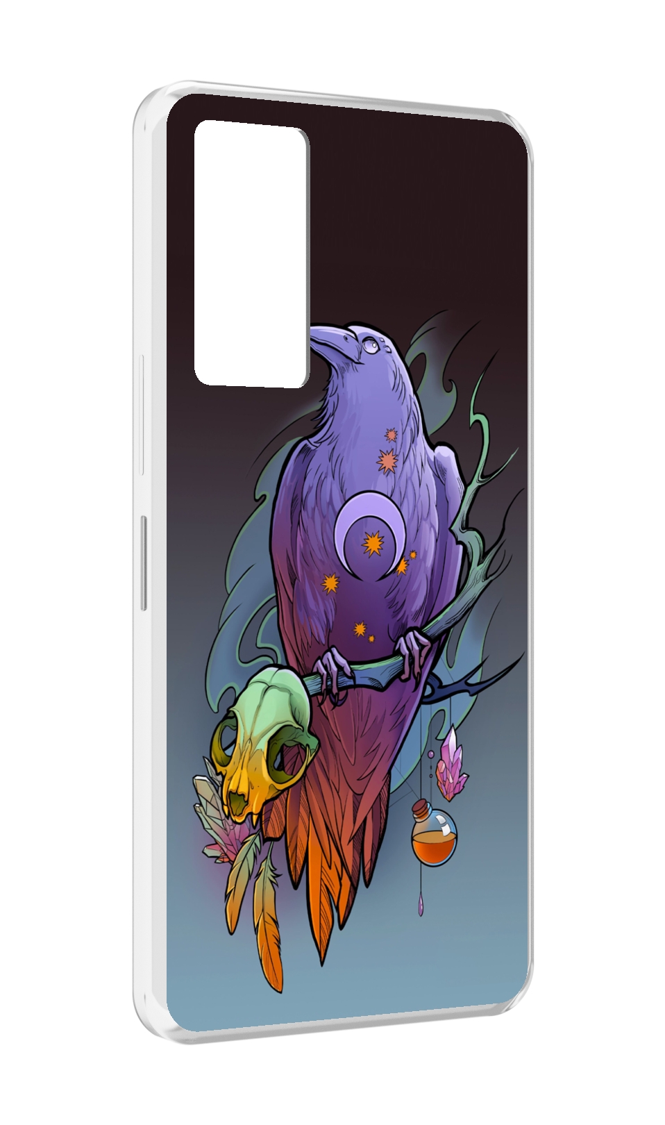 

Чехол MyPads фиолетовый ворон на ветке для Infinix Note 11, Прозрачный, Tocco