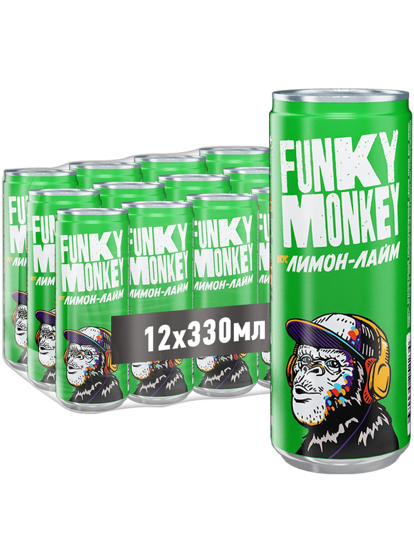 Газированный напиток Funky Monkey Limon-Lime 0,33 л х 12 шт