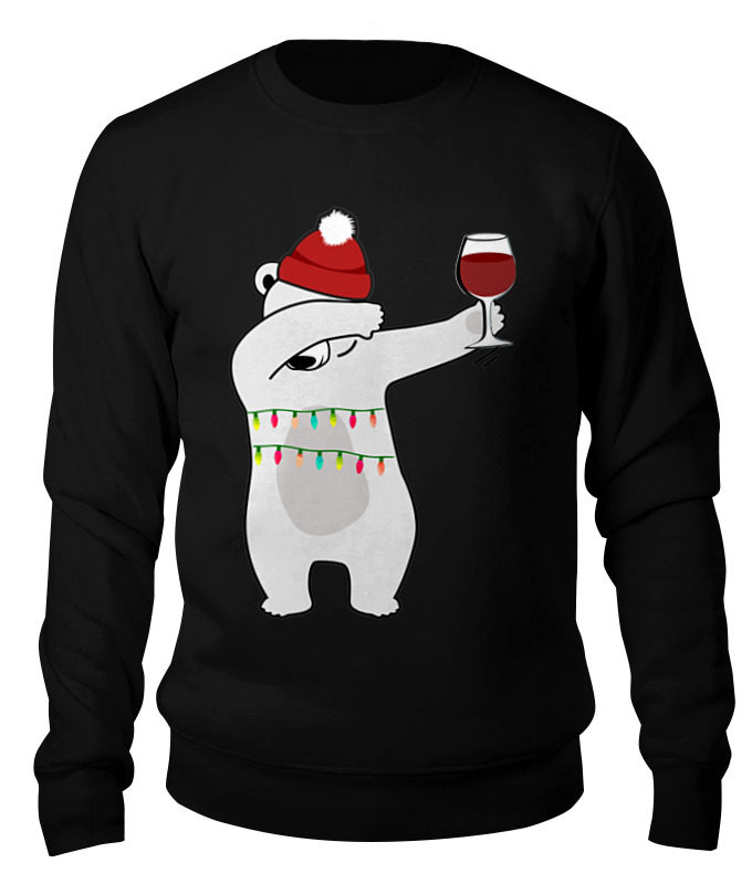 

Свитшот унисекс Printio Новогодний мишка черный XL, Новогодний мишка