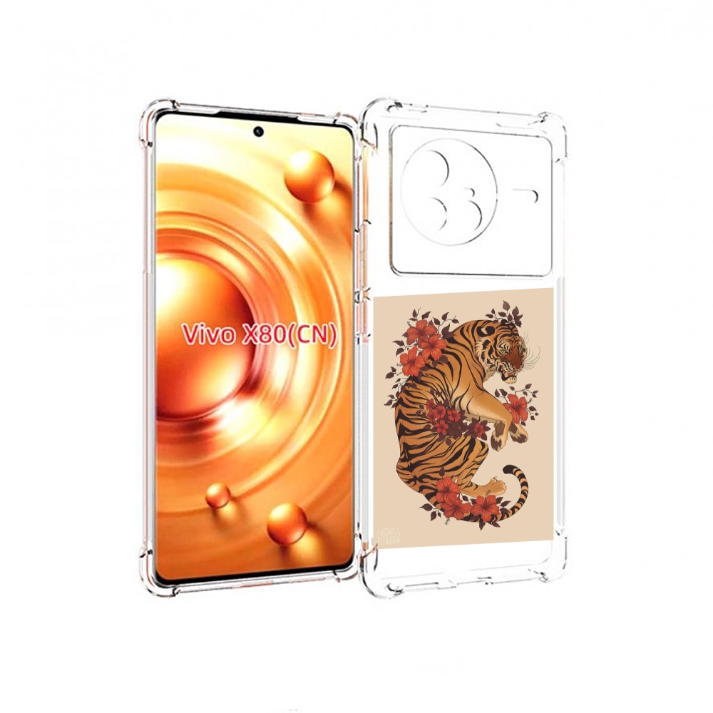 

Чехол Mypads Злой-Тигр-С-Цветами Для Vivo X80, Прозрачный, Tocco