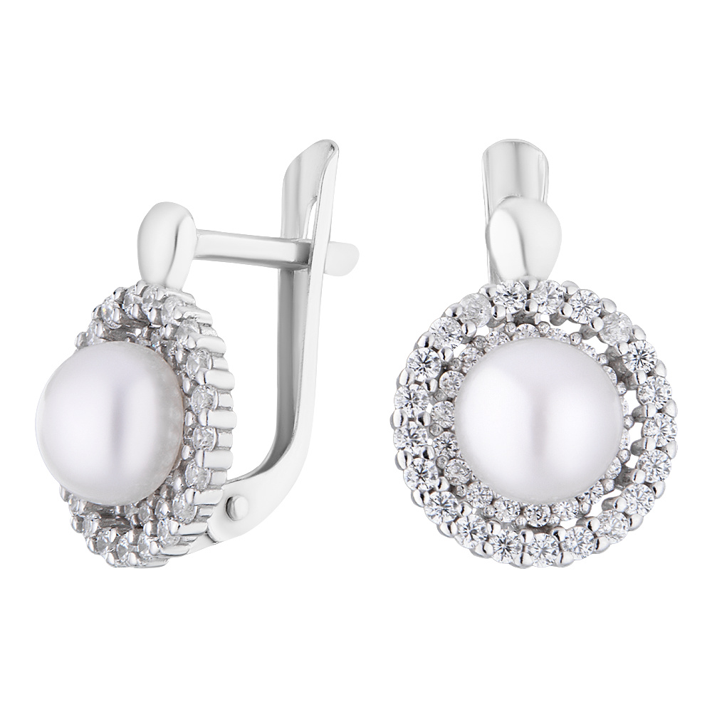 

Серьги из серебра с жемчугом/фианитом ЮВЕЛИР КАРАТ 2126009/9-6-6,5, 2126009/9-6