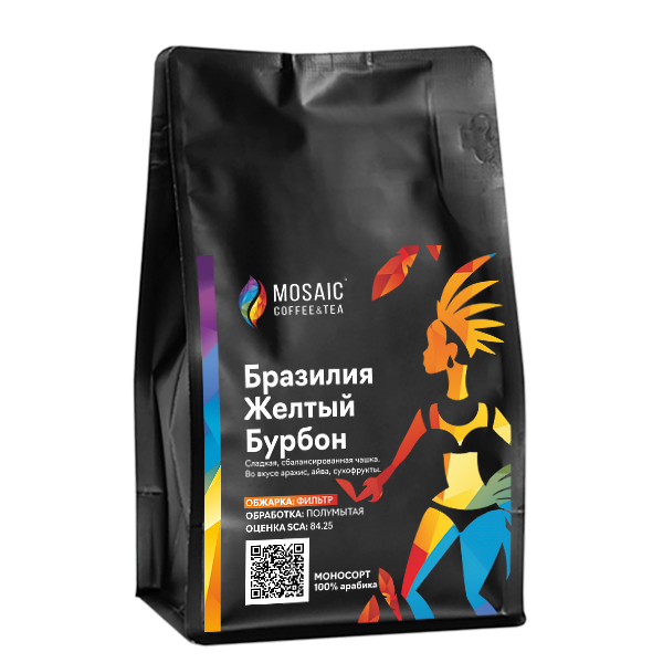 Кофе в зернах MOSAIC coffee & tea Бразилия Желтый Бурбон обжарка под фильтр, 250 г