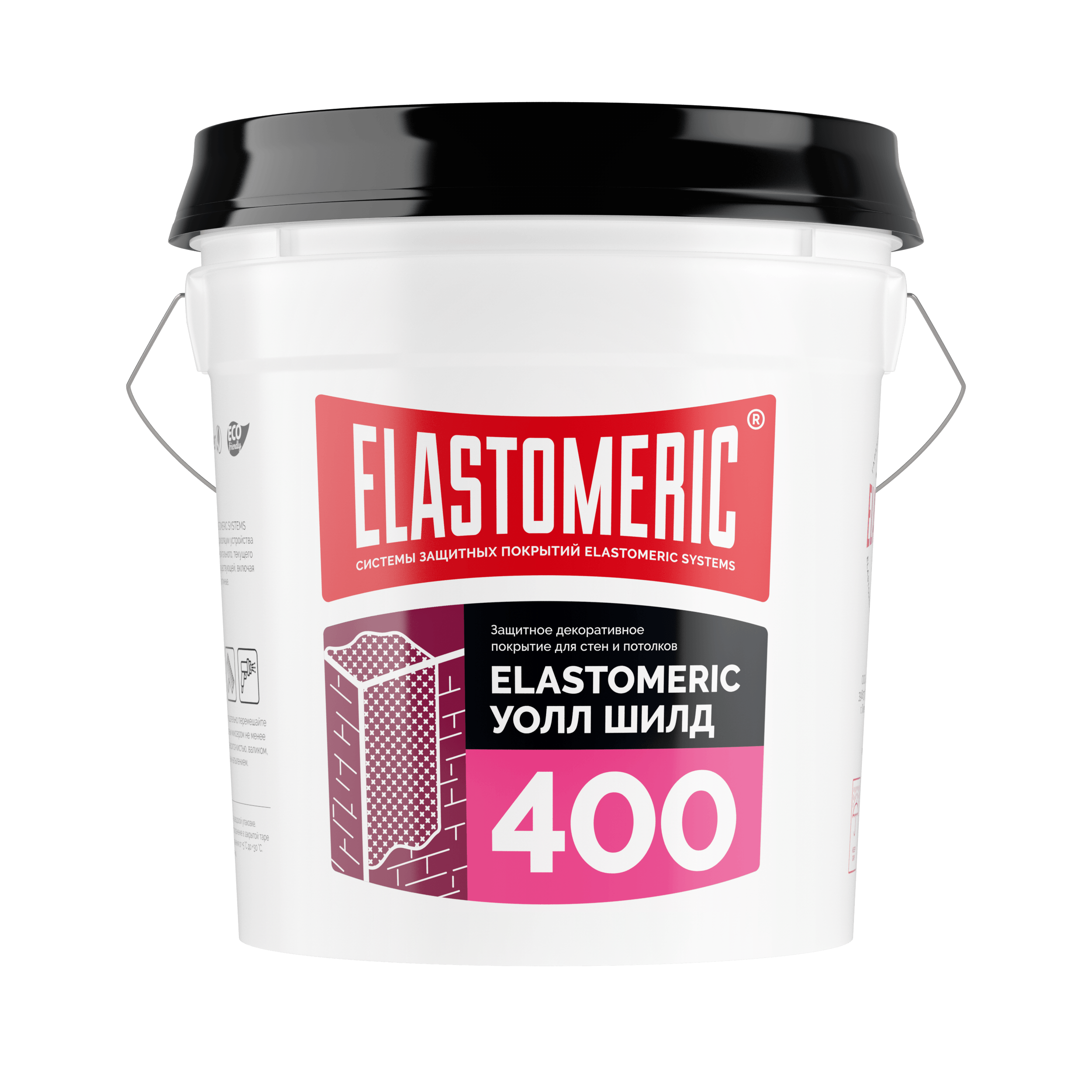 фото Краска защитная для стен и потолков elastomeric-400 моющаяся, для наружных работ, белая elastomeric systems