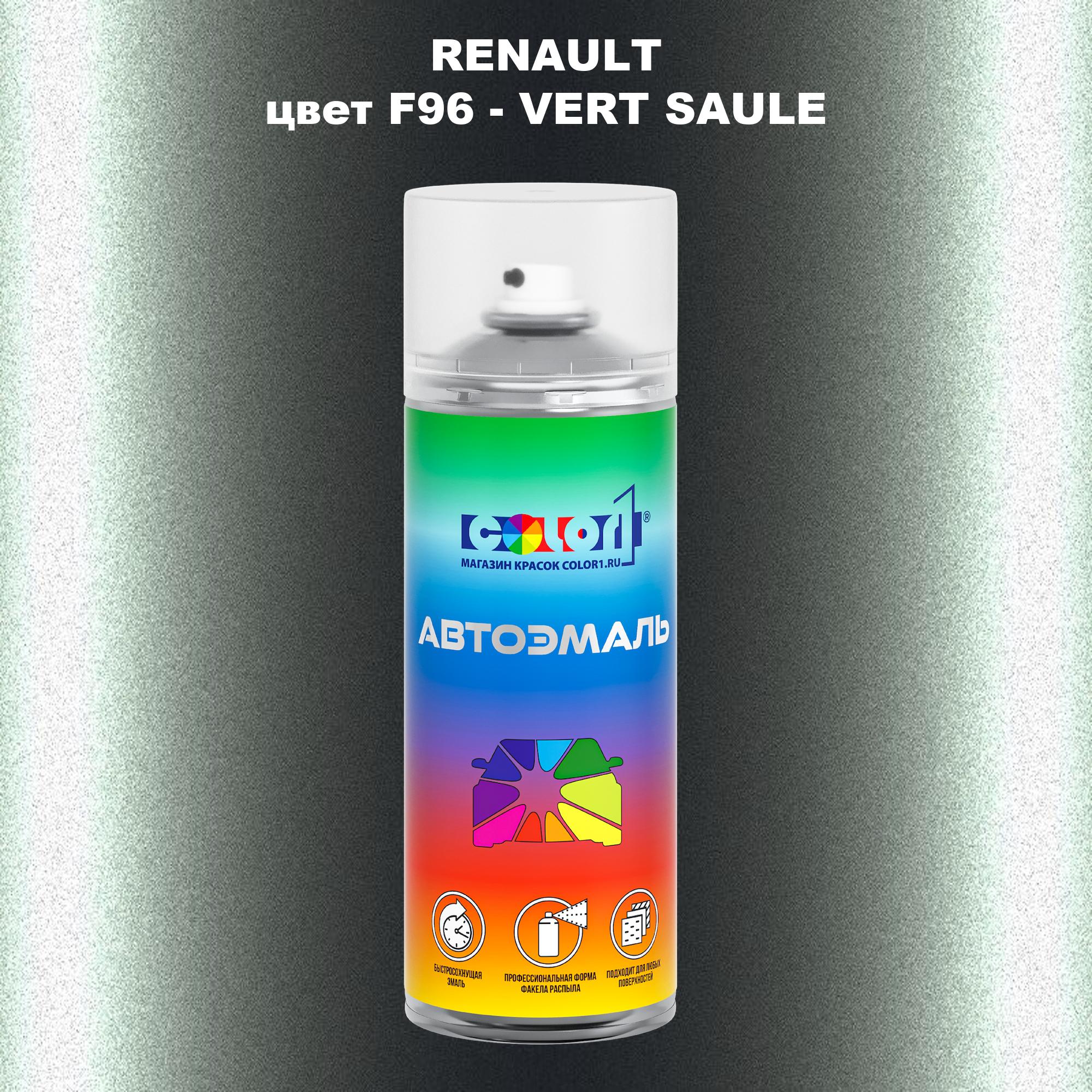 

Аэрозольная краска COLOR1 для RENAULT, цвет F96 - VERT SAULE, Прозрачный