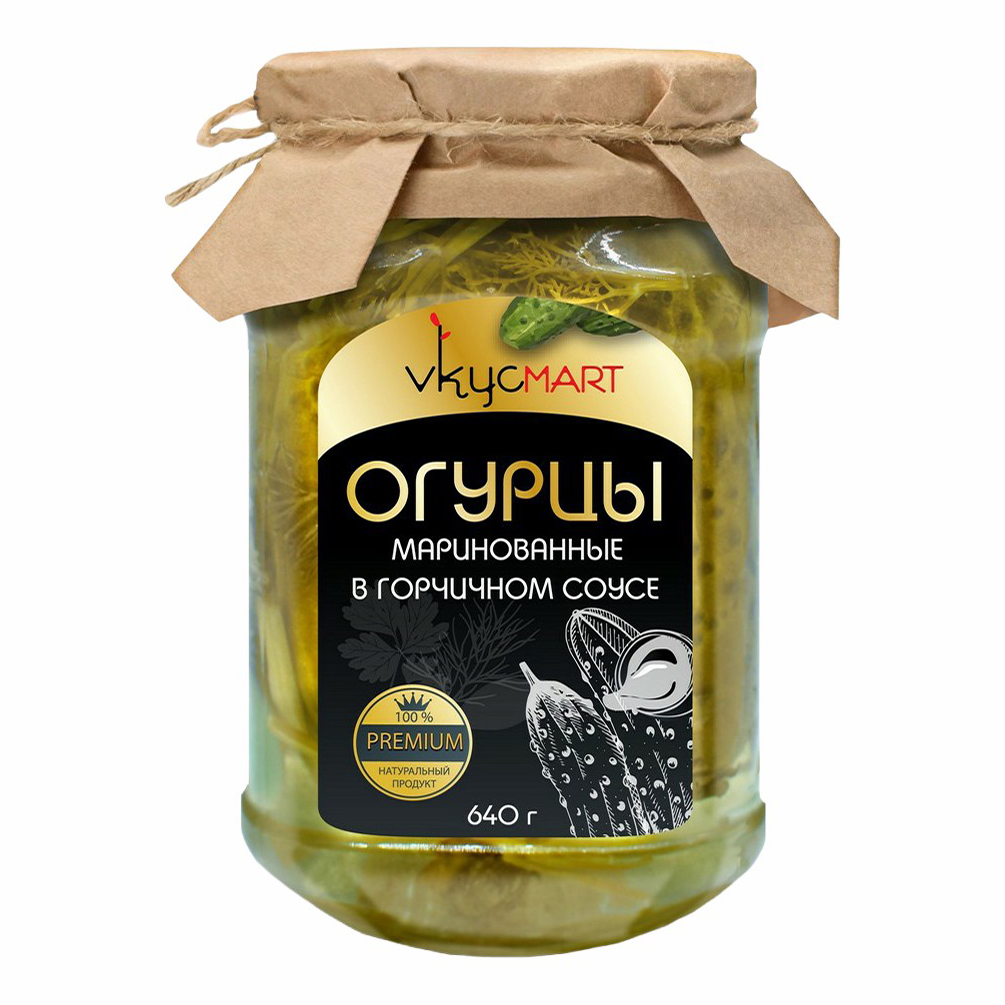 

Огурцы Vkycmart в горчичном соусе маринованные 640 г
