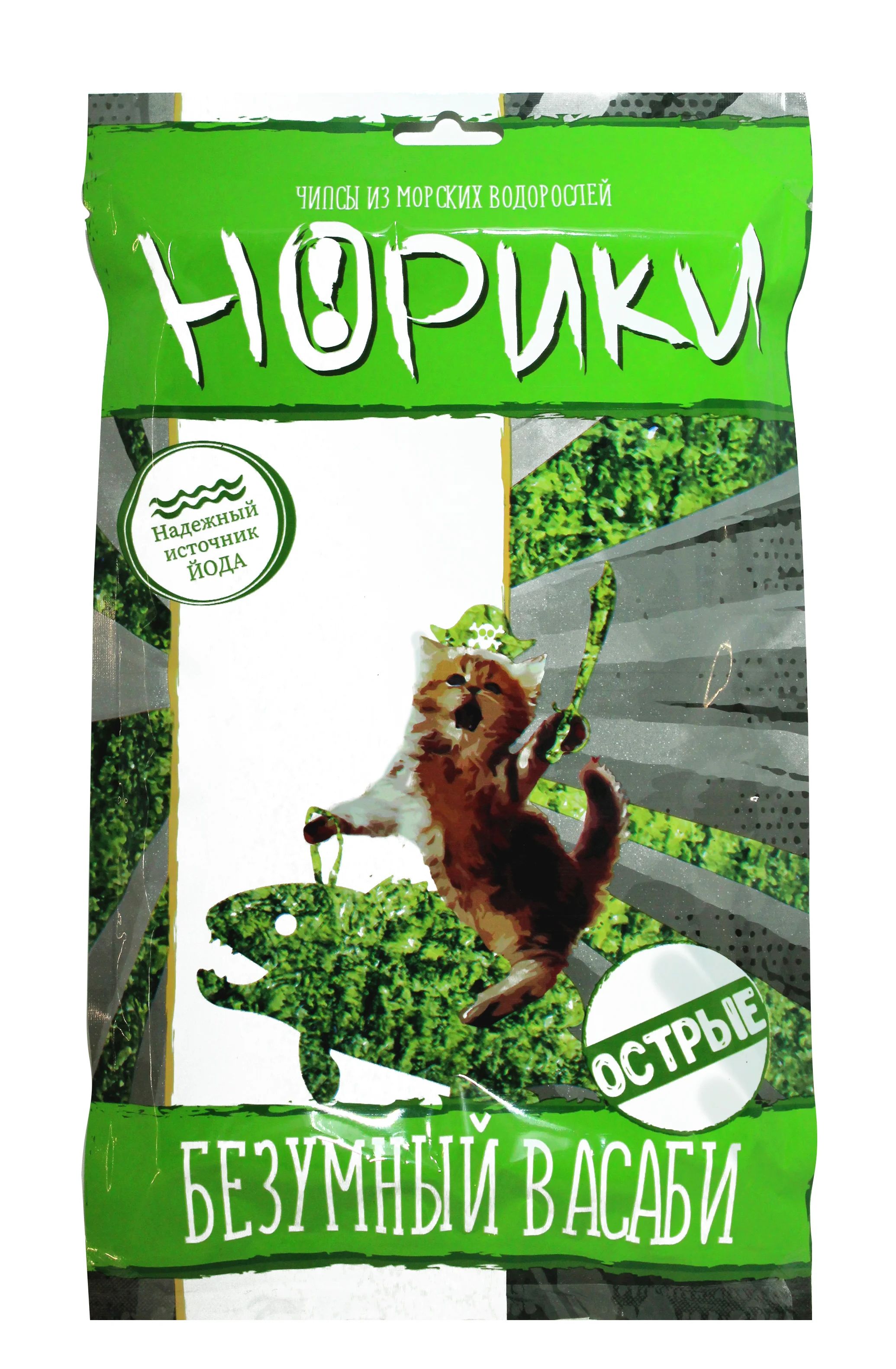 Чипсы из морских водорослей Норики Безумный васаби 6 г