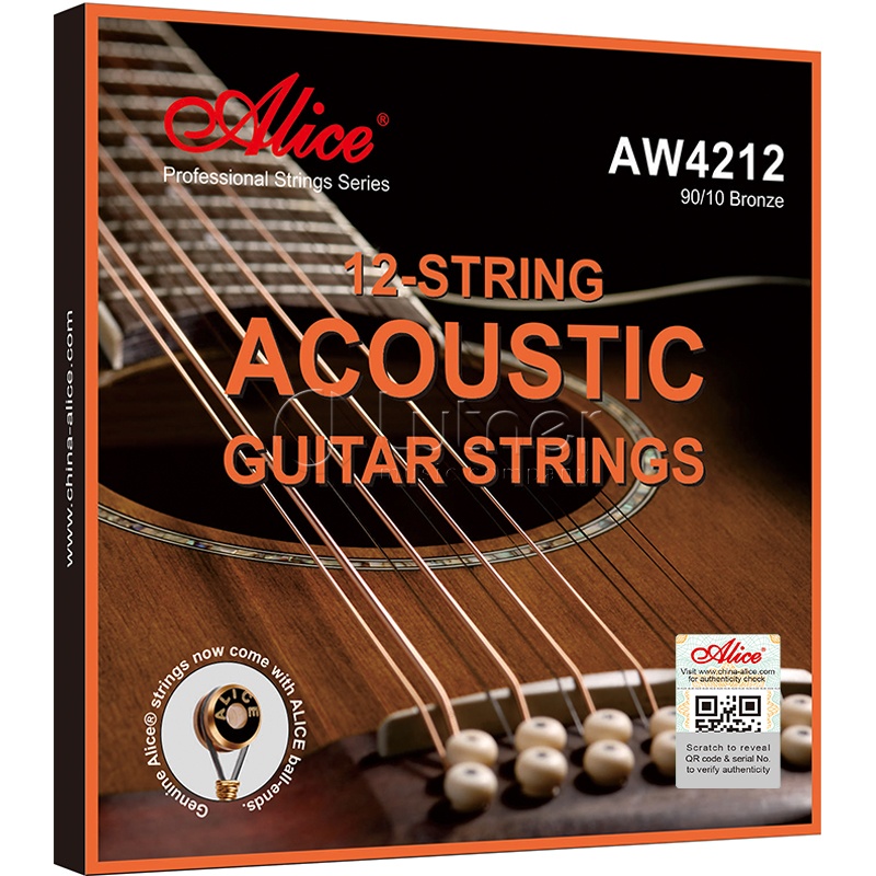 Комплект струн для 12-струнной акустической гитары, бронза 90/10, 10-47, Alice AW4212-SL