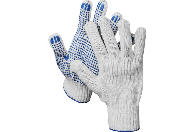 DEXX перчатки рабочие, х/б 7 класс, с ПВХ покрытием (точка) (11400_z01)