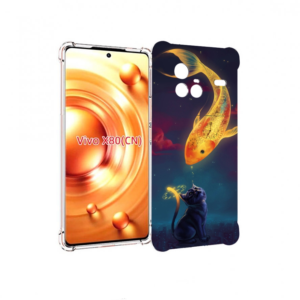 

Чехол Mypads Золотая-Рыбка-Часовая Для Vivo X80, Прозрачный, Tocco